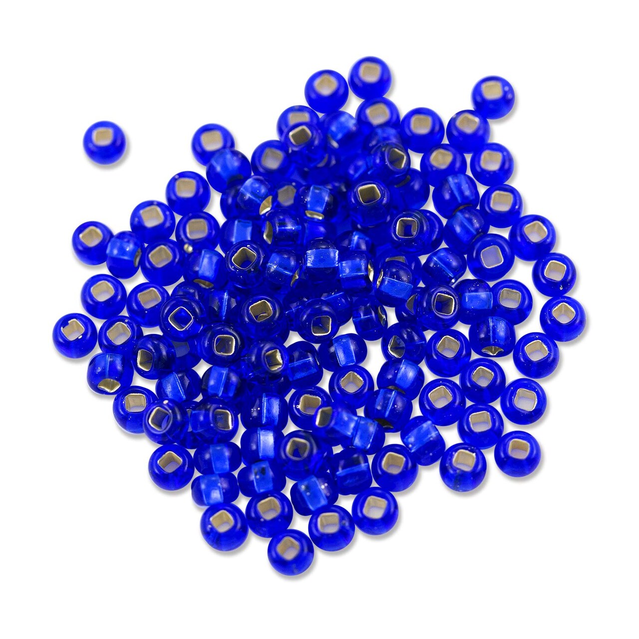 JewelrySupply Czech Seed Bead 6/0 (4mm) Beads Silver Lined Sapphire Beads